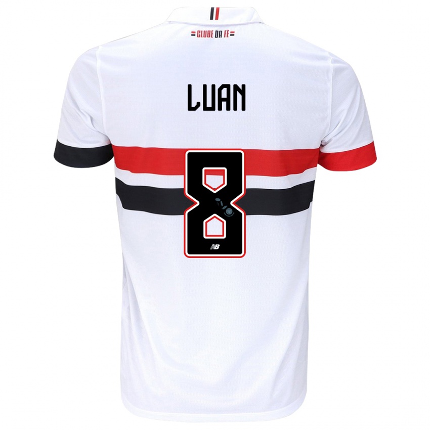 Heren Luan #8 Wit Rood Zwart Thuisshirt Thuistenue 2024/25 T-Shirt