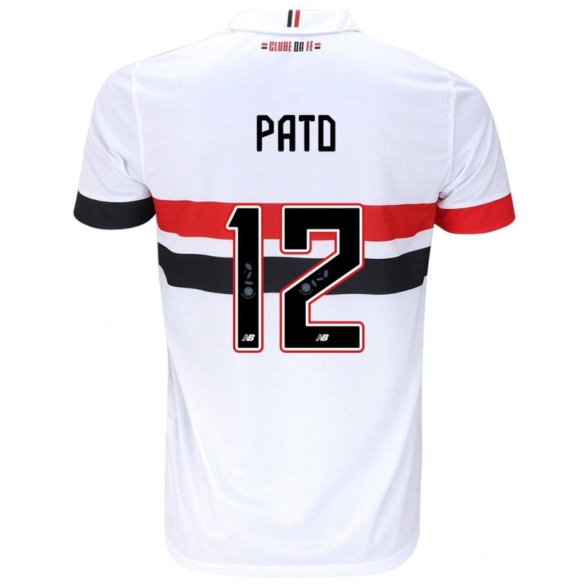 Heren Alexandre Pato #12 Wit Rood Zwart Thuisshirt Thuistenue 2024/25 T-Shirt