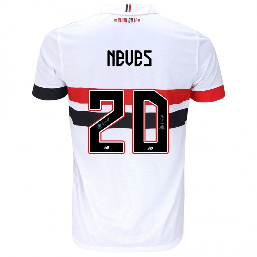 Heren Gabriel Neves #20 Wit Rood Zwart Thuisshirt Thuistenue 2024/25 T-Shirt