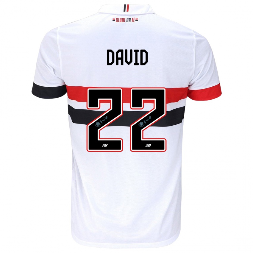 Heren David #22 Wit Rood Zwart Thuisshirt Thuistenue 2024/25 T-Shirt