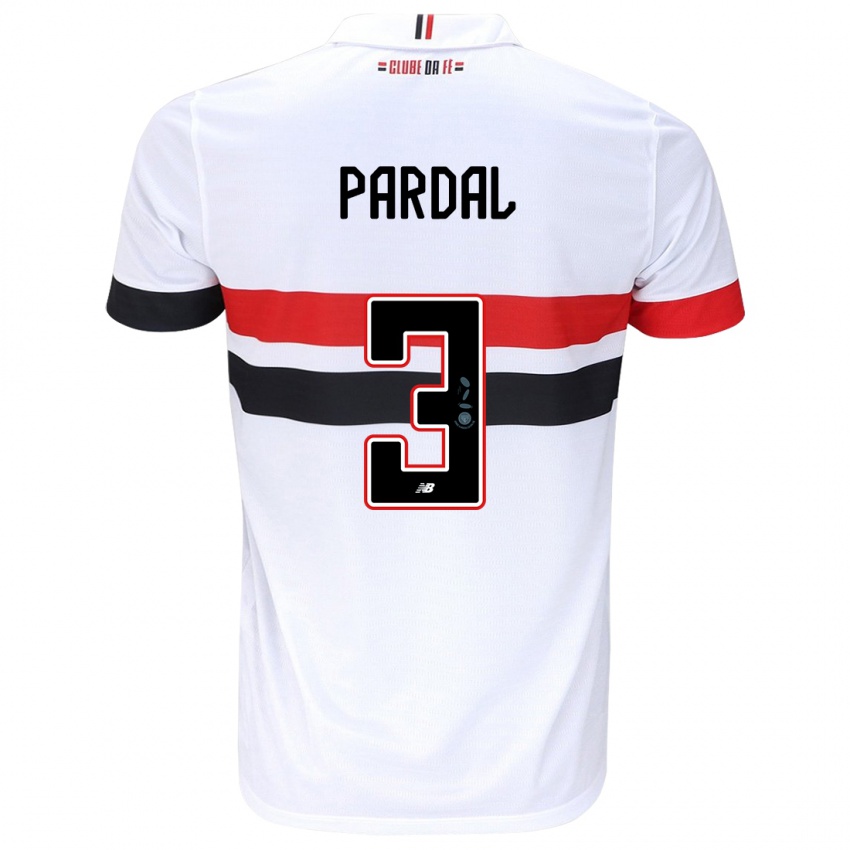 Heren Pardal #3 Wit Rood Zwart Thuisshirt Thuistenue 2024/25 T-Shirt