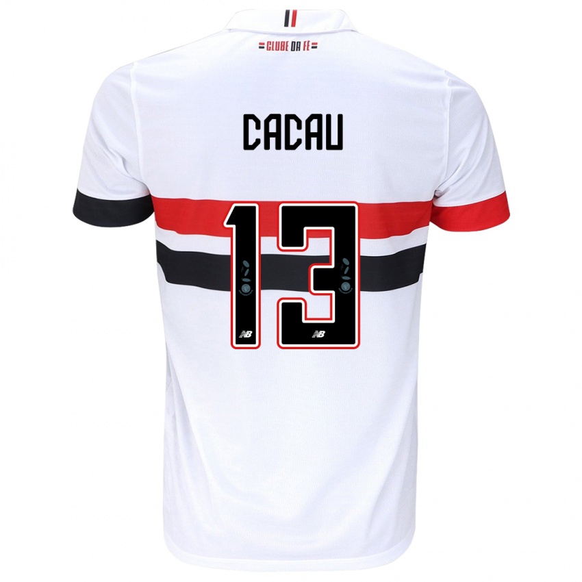 Heren Cacau #13 Wit Rood Zwart Thuisshirt Thuistenue 2024/25 T-Shirt