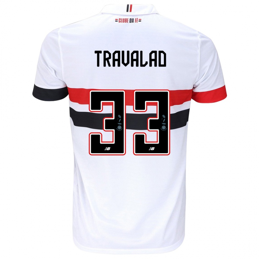 Heren Rafa Travalão #33 Wit Rood Zwart Thuisshirt Thuistenue 2024/25 T-Shirt