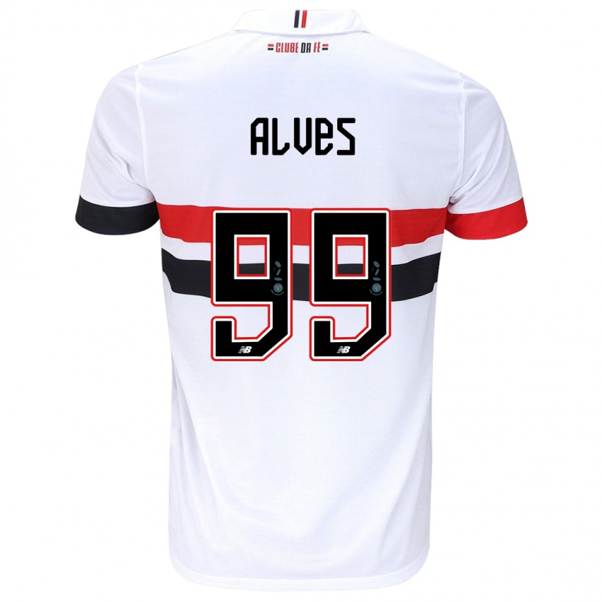 Heren Letícia Alves #99 Wit Rood Zwart Thuisshirt Thuistenue 2024/25 T-Shirt