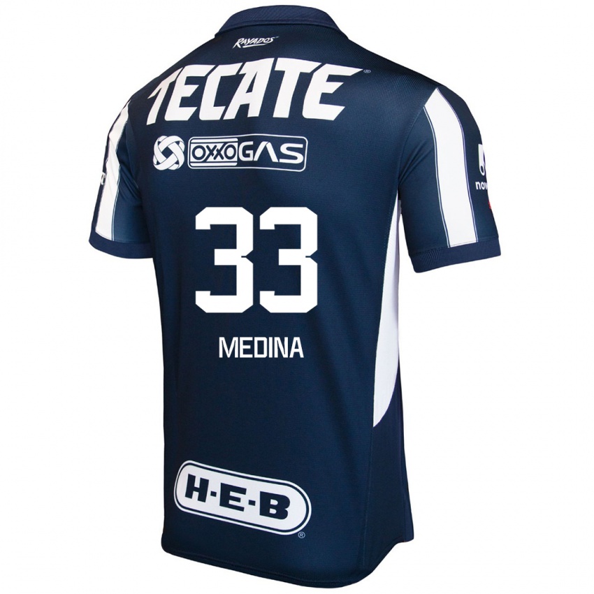 Heren Stefan Medina #33 Blauw Rood Wit Thuisshirt Thuistenue 2024/25 T-Shirt