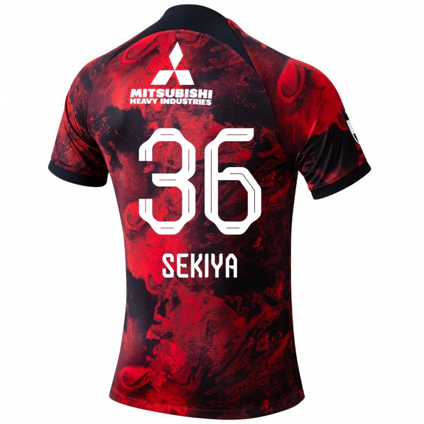 Heren Hikaru Sekiya #36 Rood Zwart Thuisshirt Thuistenue 2024/25 T-Shirt