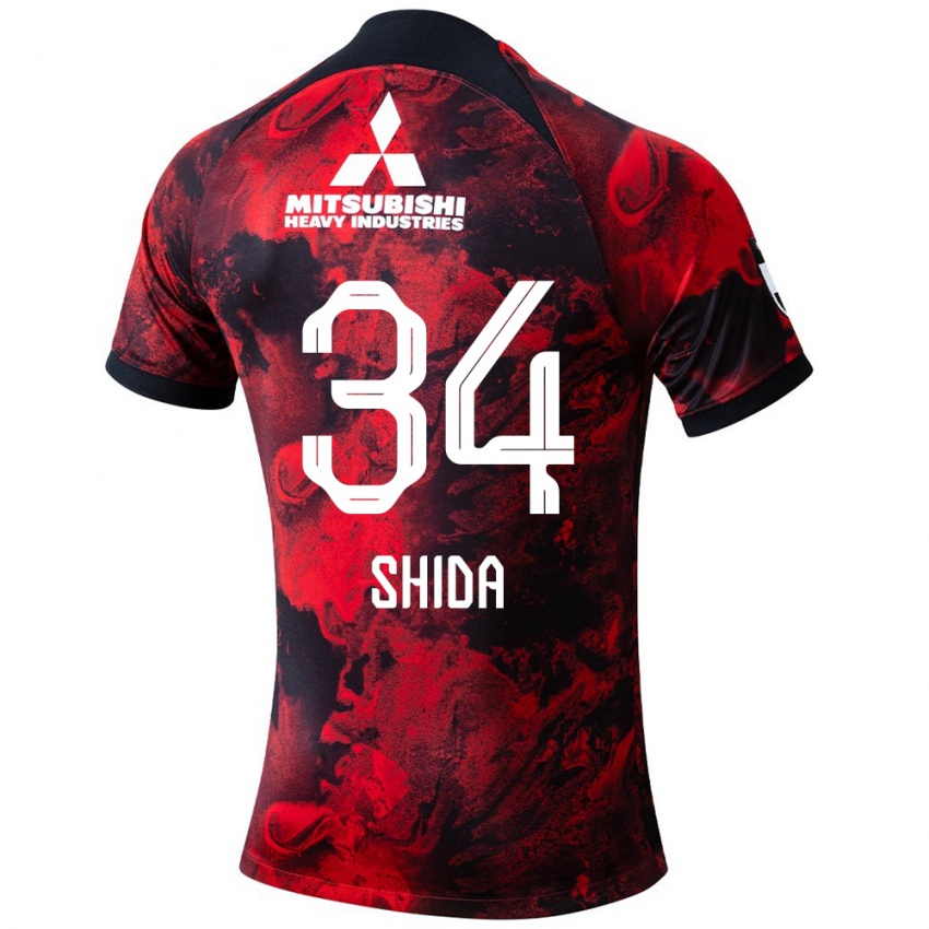 Heren Izuho Shida #34 Rood Zwart Thuisshirt Thuistenue 2024/25 T-Shirt