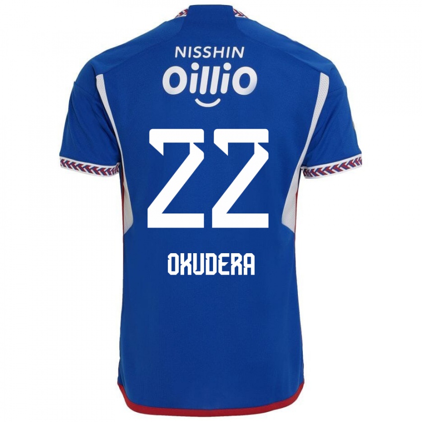 Heren Minato Okudera #22 Blauw Wit Rood Thuisshirt Thuistenue 2024/25 T-Shirt