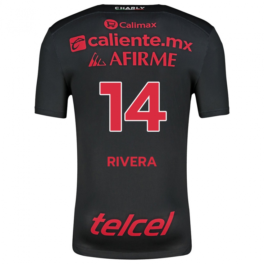 Heren Christian Rivera #14 Zwart Rood Thuisshirt Thuistenue 2024/25 T-Shirt