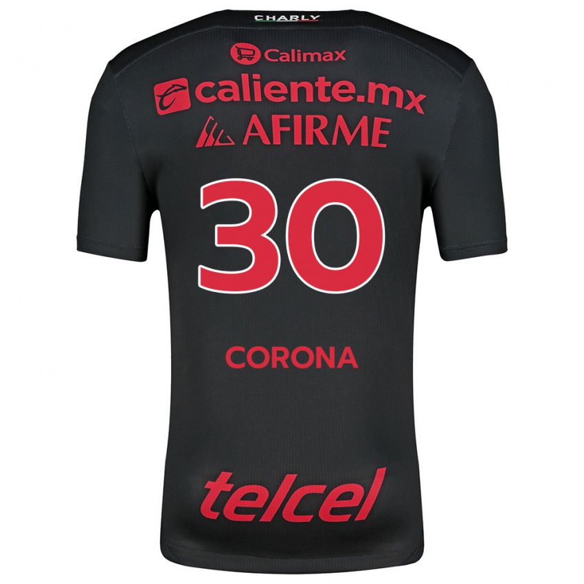 Heren Jesús Corona #30 Zwart Rood Thuisshirt Thuistenue 2024/25 T-Shirt