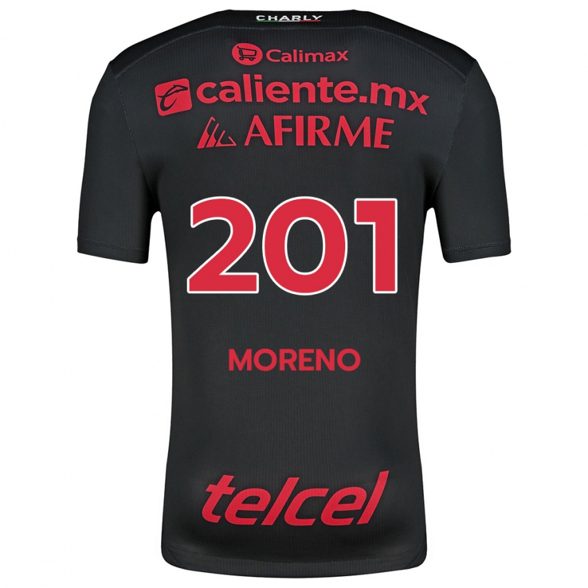 Heren Jesús Moreno #201 Zwart Rood Thuisshirt Thuistenue 2024/25 T-Shirt