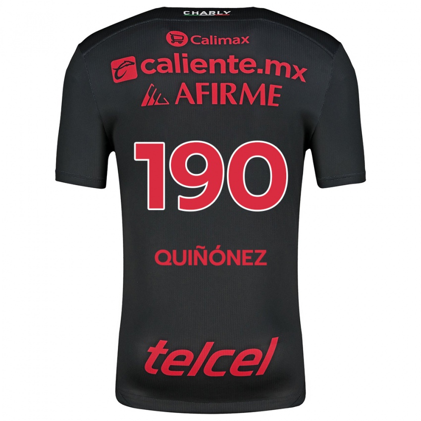 Heren Martín Quiñónez #190 Zwart Rood Thuisshirt Thuistenue 2024/25 T-Shirt