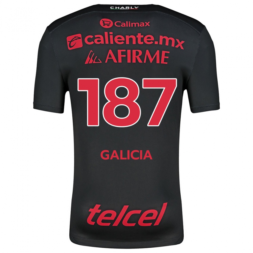 Heren Carlos Galicia #187 Zwart Rood Thuisshirt Thuistenue 2024/25 T-Shirt