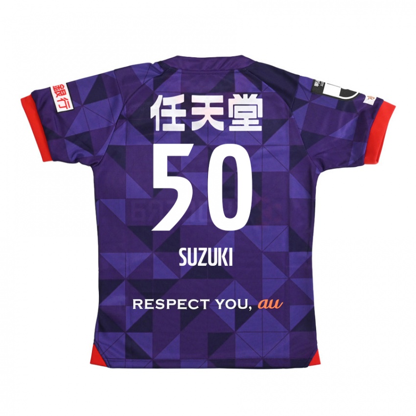 Heren Yoshinori Suzuki #50 Paars Wit Thuisshirt Thuistenue 2024/25 T-Shirt