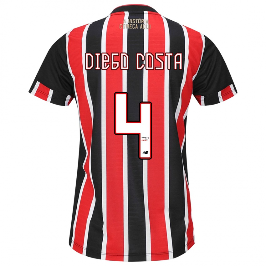 Heren Diego Costa #4 Zwart Rood Wit Uitshirt Uittenue 2024/25 T-Shirt