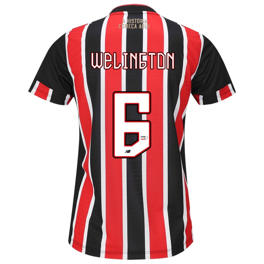 Heren Welington #6 Zwart Rood Wit Uitshirt Uittenue 2024/25 T-Shirt