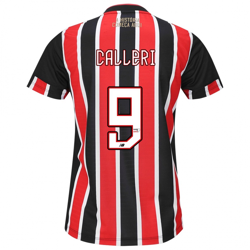 Heren Jonathan Calleri #9 Zwart Rood Wit Uitshirt Uittenue 2024/25 T-Shirt