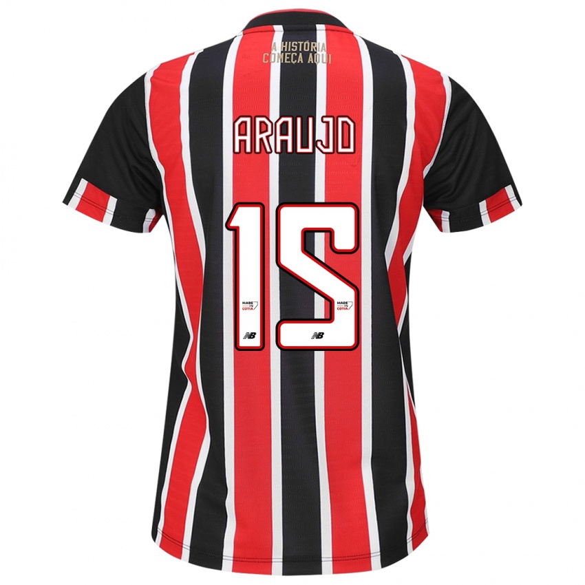 Heren Michel Araújo #15 Zwart Rood Wit Uitshirt Uittenue 2024/25 T-Shirt