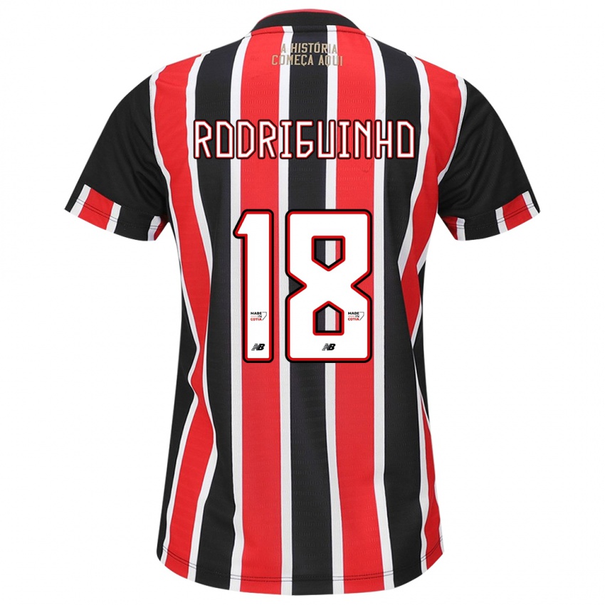 Heren Rodriguinho #18 Zwart Rood Wit Uitshirt Uittenue 2024/25 T-Shirt