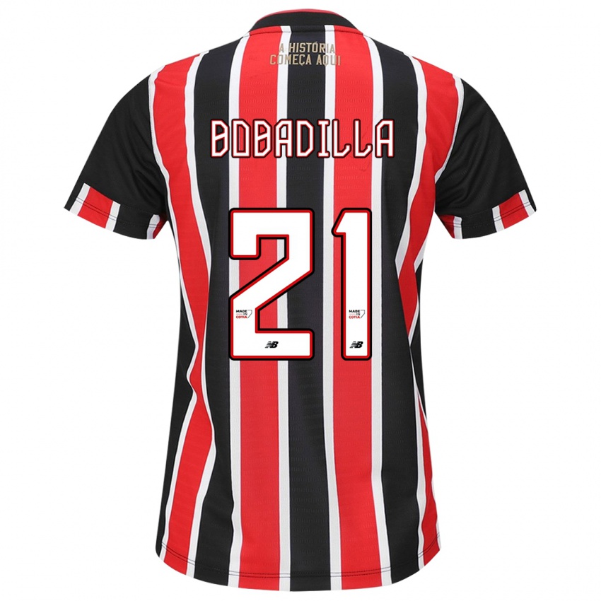 Heren Damián Bobadilla #21 Zwart Rood Wit Uitshirt Uittenue 2024/25 T-Shirt