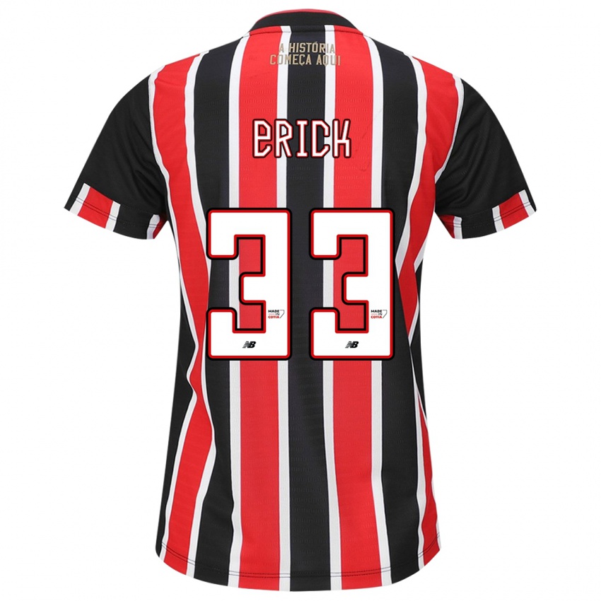 Heren Erick #33 Zwart Rood Wit Uitshirt Uittenue 2024/25 T-Shirt