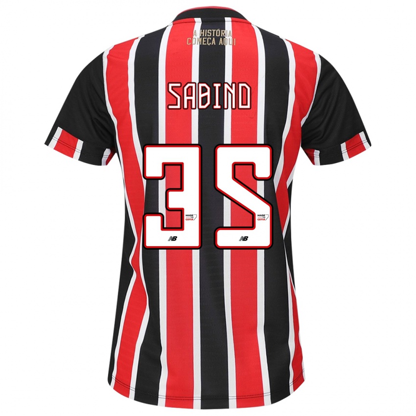 Heren Sabino #35 Zwart Rood Wit Uitshirt Uittenue 2024/25 T-Shirt