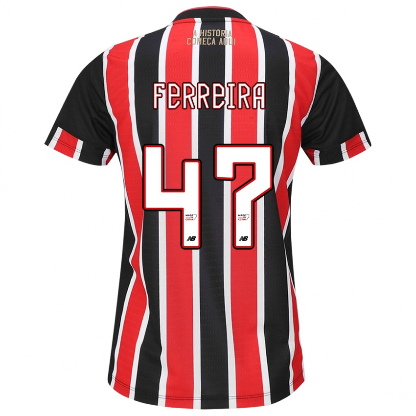 Heren Ferreira #47 Zwart Rood Wit Uitshirt Uittenue 2024/25 T-Shirt