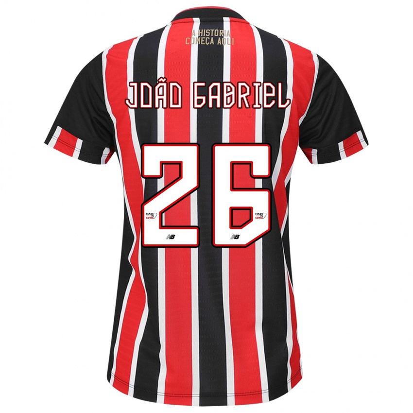 Heren João Gabriel #26 Zwart Rood Wit Uitshirt Uittenue 2024/25 T-Shirt