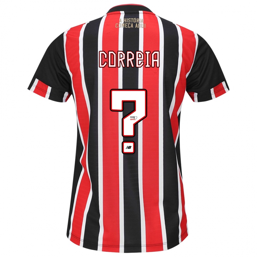 Heren Arthur Correia #0 Zwart Rood Wit Uitshirt Uittenue 2024/25 T-Shirt