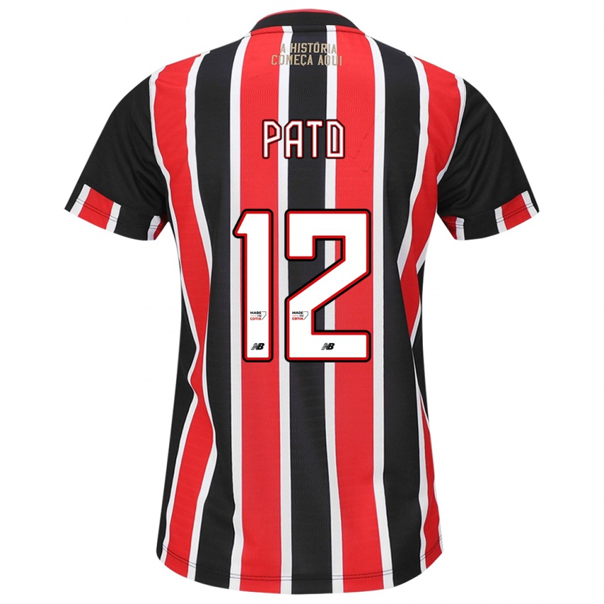 Heren Alexandre Pato #12 Zwart Rood Wit Uitshirt Uittenue 2024/25 T-Shirt