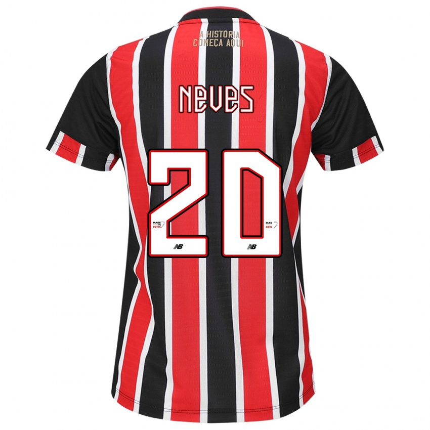 Heren Gabriel Neves #20 Zwart Rood Wit Uitshirt Uittenue 2024/25 T-Shirt