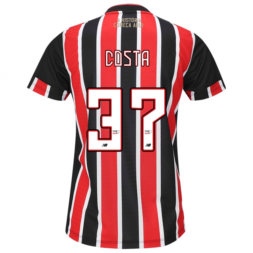 Heren Talles Costa #37 Zwart Rood Wit Uitshirt Uittenue 2024/25 T-Shirt