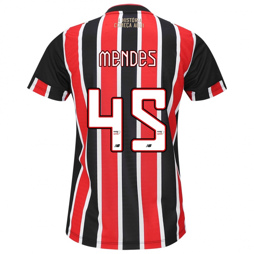 Heren Nathan Mendes #45 Zwart Rood Wit Uitshirt Uittenue 2024/25 T-Shirt