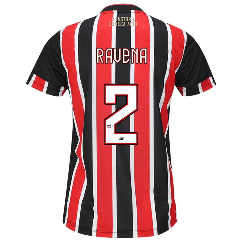 Heren Ravena #2 Zwart Rood Wit Uitshirt Uittenue 2024/25 T-Shirt