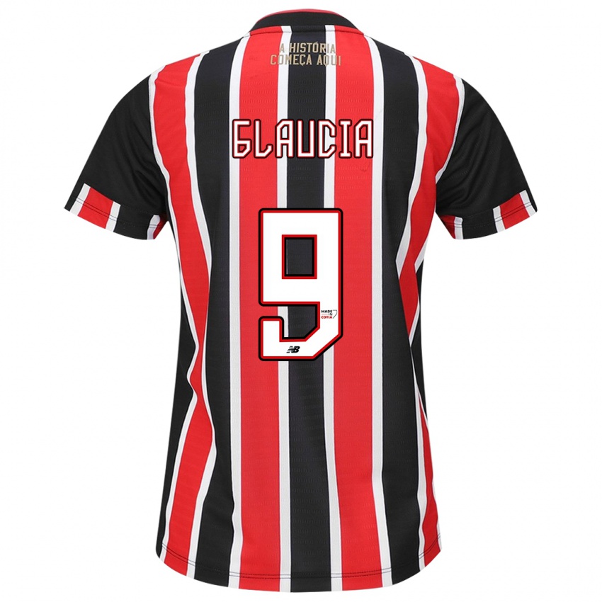 Heren Glaucia #9 Zwart Rood Wit Uitshirt Uittenue 2024/25 T-Shirt