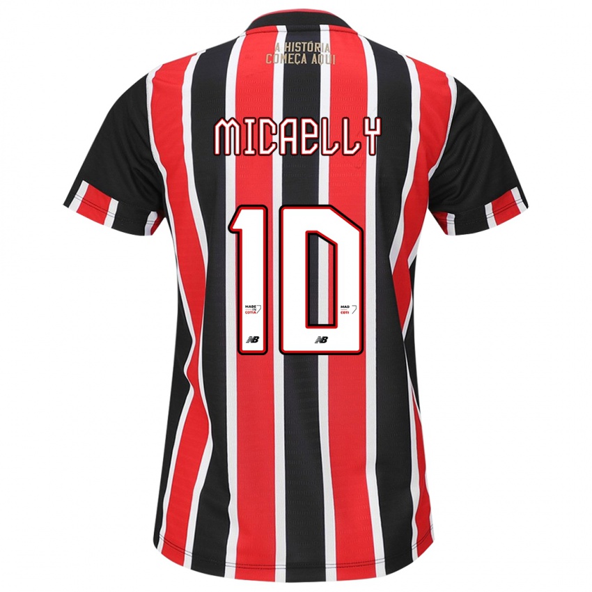 Heren Micaelly #10 Zwart Rood Wit Uitshirt Uittenue 2024/25 T-Shirt