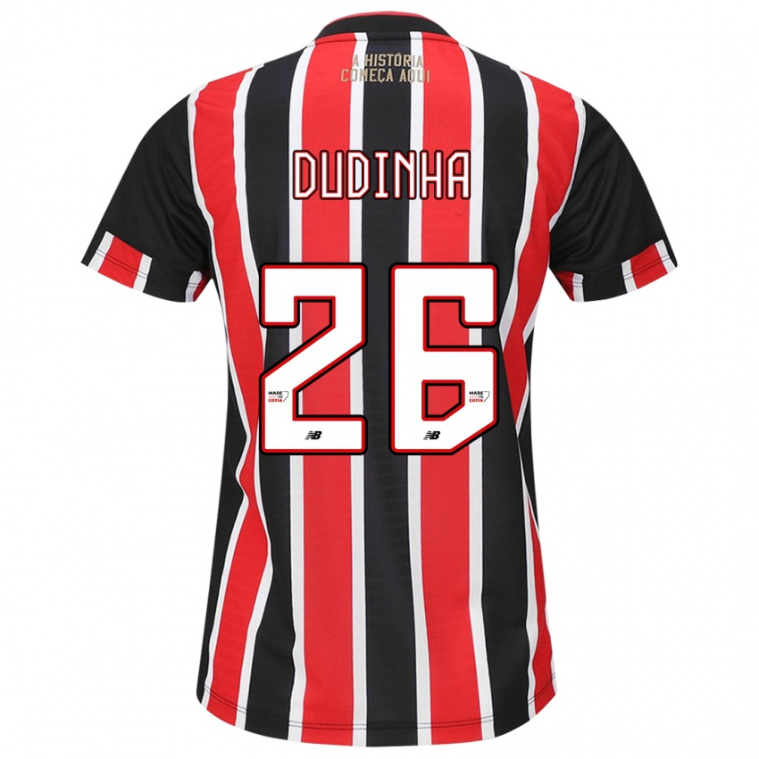 Heren Dudinha #26 Zwart Rood Wit Uitshirt Uittenue 2024/25 T-Shirt