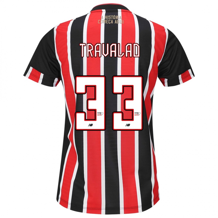 Heren Rafa Travalão #33 Zwart Rood Wit Uitshirt Uittenue 2024/25 T-Shirt