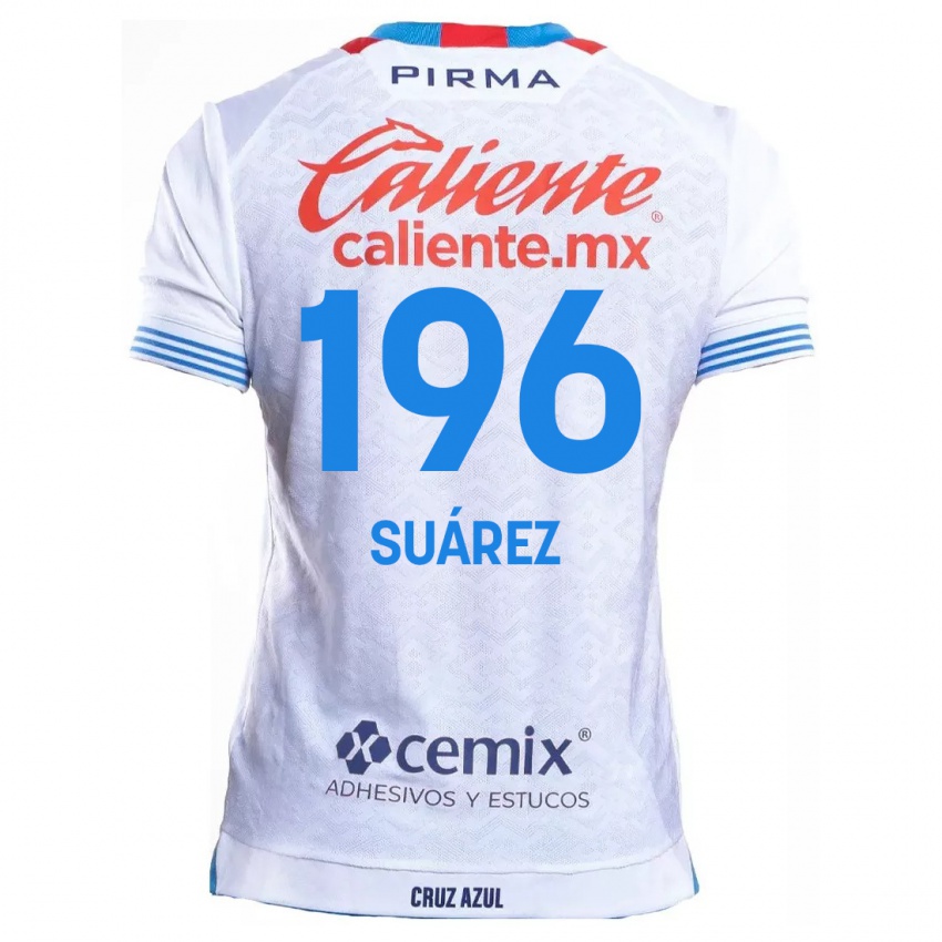 Heren Javier Suárez #196 Wit Blauw Uitshirt Uittenue 2024/25 T-Shirt