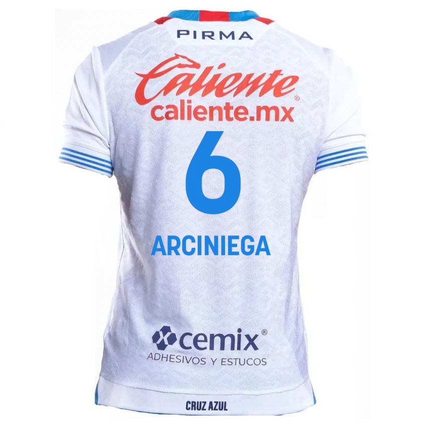 Heren Mirelle Arciniega #6 Wit Blauw Uitshirt Uittenue 2024/25 T-Shirt