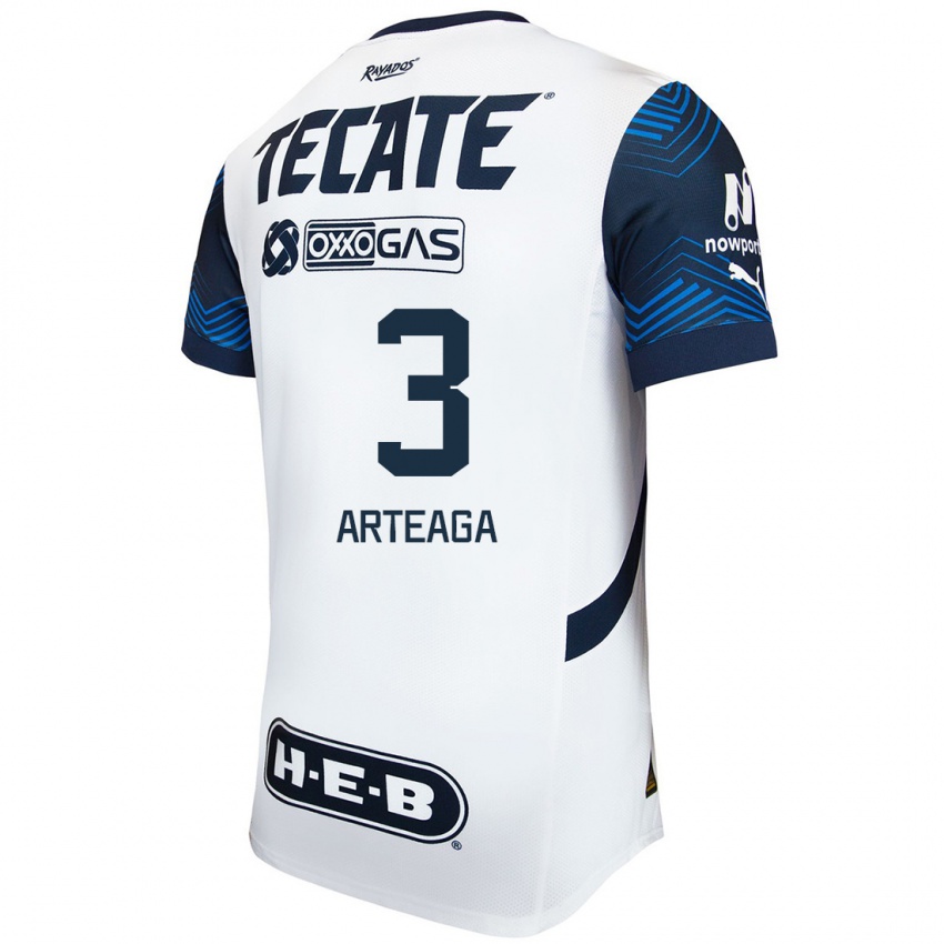 Heren Gerardo Arteaga #3 Wit Blauw Uitshirt Uittenue 2024/25 T-Shirt