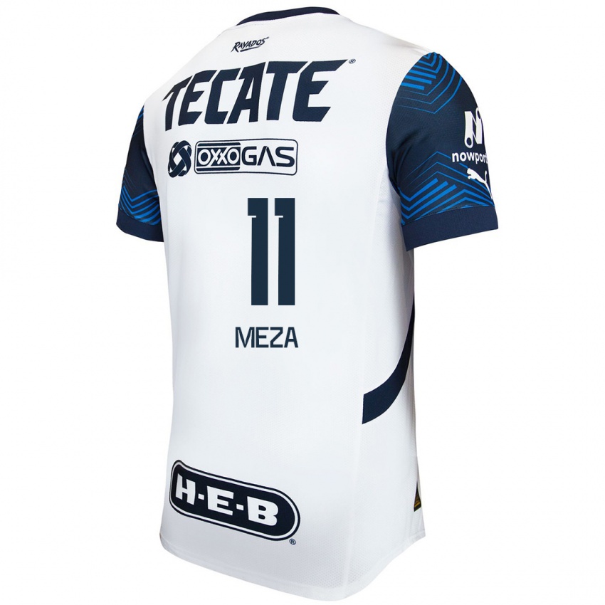 Heren Maximiliano Meza #11 Wit Blauw Uitshirt Uittenue 2024/25 T-Shirt