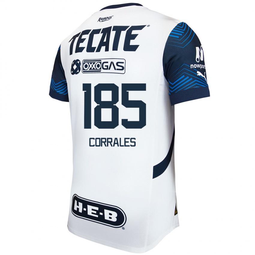 Heren Ángel Corrales #185 Wit Blauw Uitshirt Uittenue 2024/25 T-Shirt