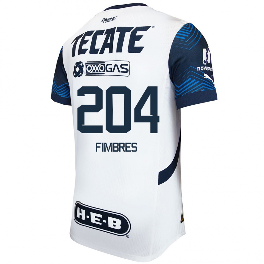 Heren Iker Fimbres #204 Wit Blauw Uitshirt Uittenue 2024/25 T-Shirt