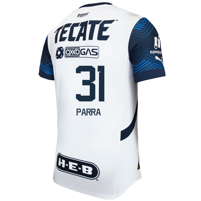 Heren Daniel Parra #31 Wit Blauw Uitshirt Uittenue 2024/25 T-Shirt