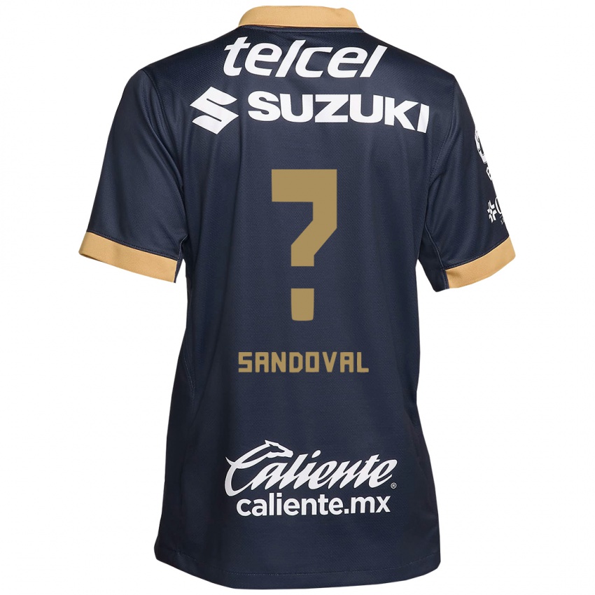 Heren Kevin Sandoval #0 Obsidiaan Goud Wit Uitshirt Uittenue 2024/25 T-Shirt