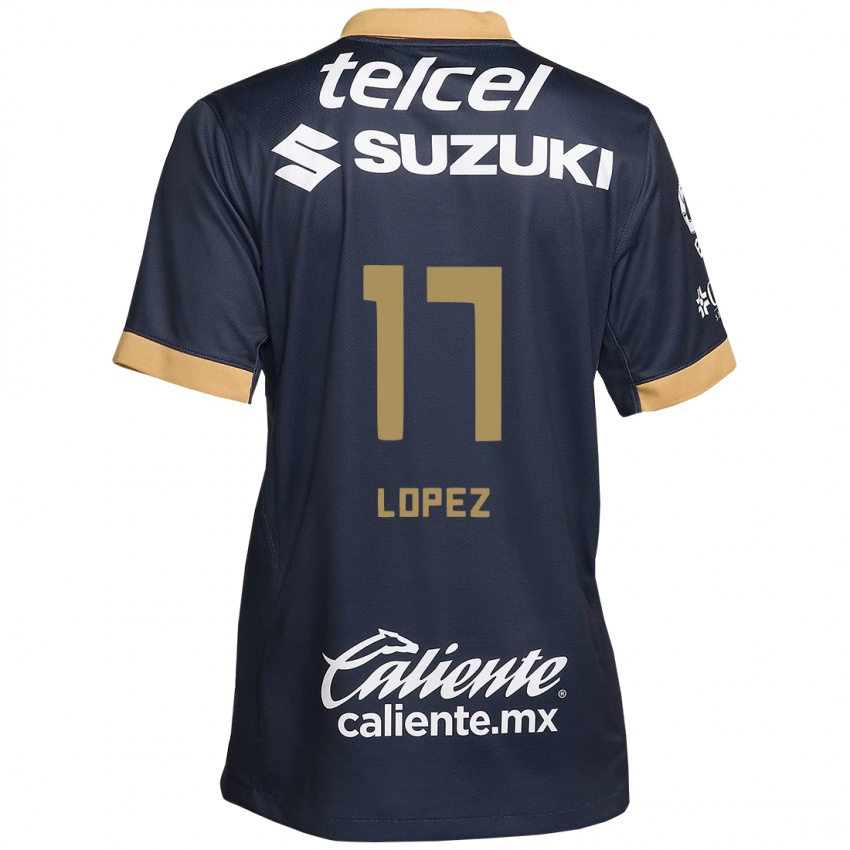 Heren Leonel Lopez #17 Obsidiaan Goud Wit Uitshirt Uittenue 2024/25 T-Shirt