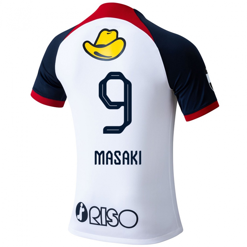 Heren Hiroto Masaki #9 Wit Blauw Rood Uitshirt Uittenue 2024/25 T-Shirt