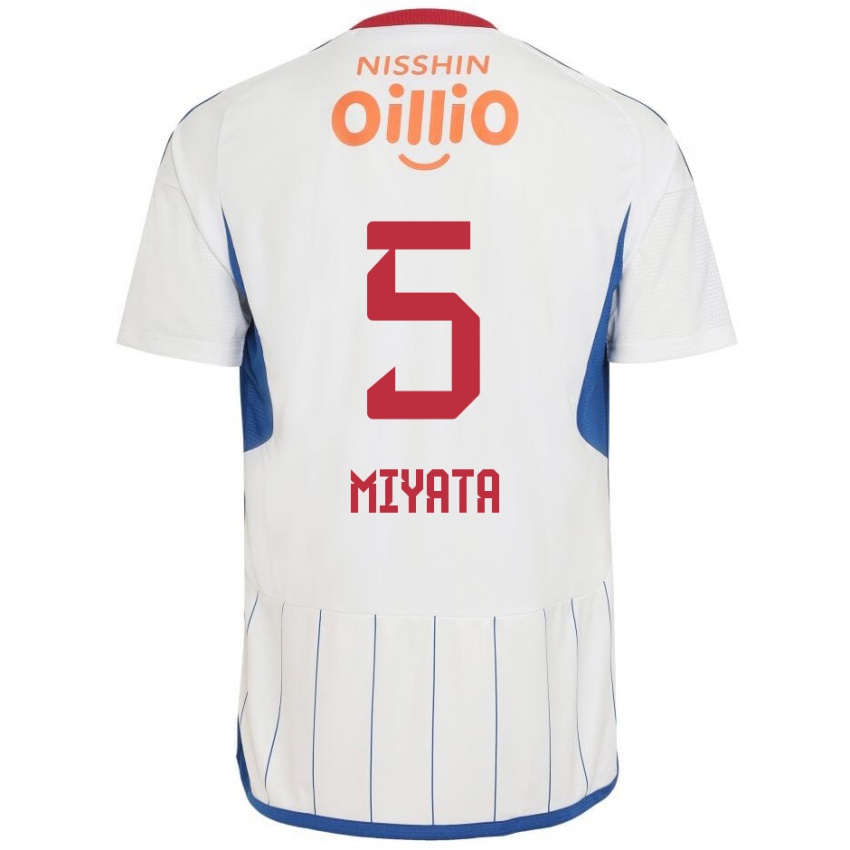 Heren Haru Miyata #5 Wit Blauw Rood Uitshirt Uittenue 2024/25 T-Shirt