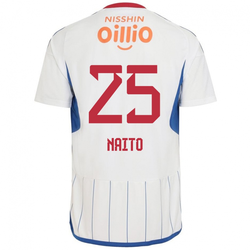 Heren Kiyomu Naito #25 Wit Blauw Rood Uitshirt Uittenue 2024/25 T-Shirt